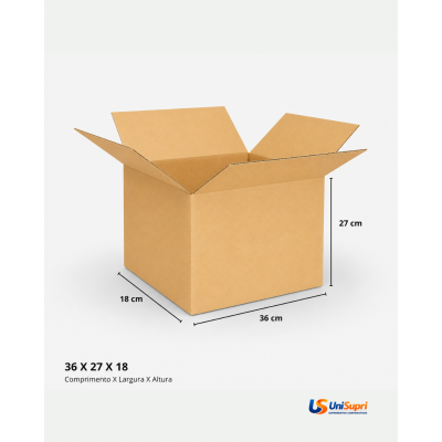 Caixa de Papelão Tipo Maleta 36x27x18 cm para Envio e E-commerce
