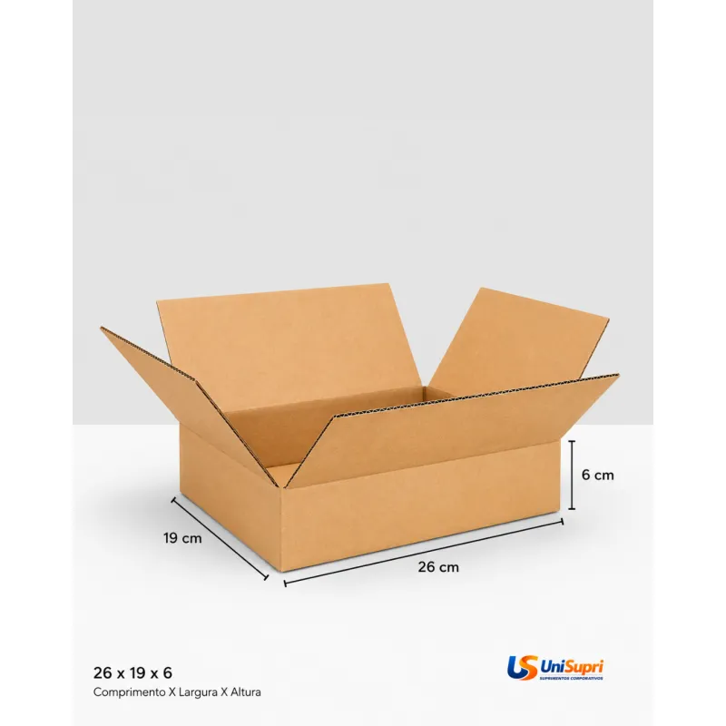 Caixa de Papelão Tipo Maleta 26x19x6 cm para Envio e E-commerce