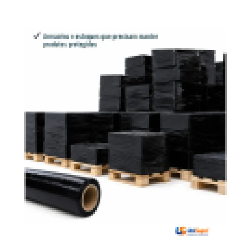 Filme Stretch 500 mm X 0,025 Virgem 2kg de Filme Preto (200 METROS) + Tubete