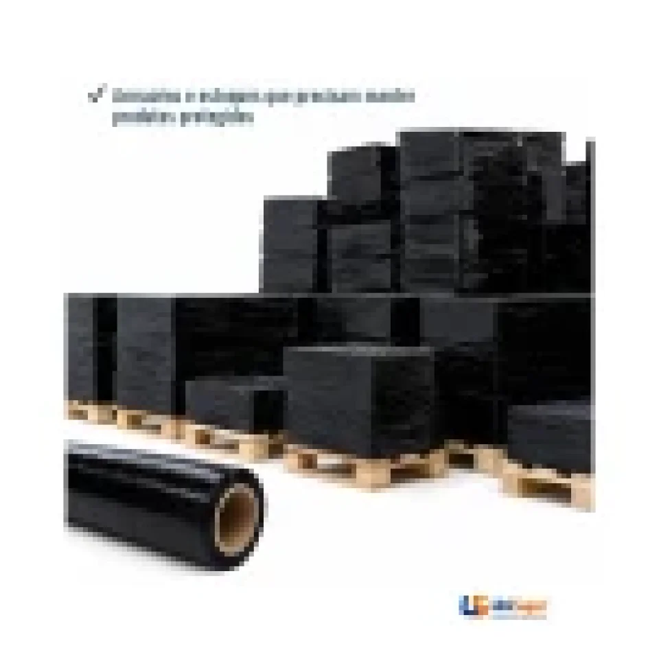 Filme Stretch 500 mm X 0,025 Virgem 2kg de Filme Preto (200 METROS) + Tubete
