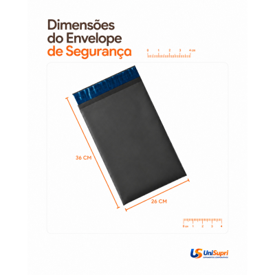 Envelope de Segurança Preto Liso 26x36 cm — Ideal para E-commerce